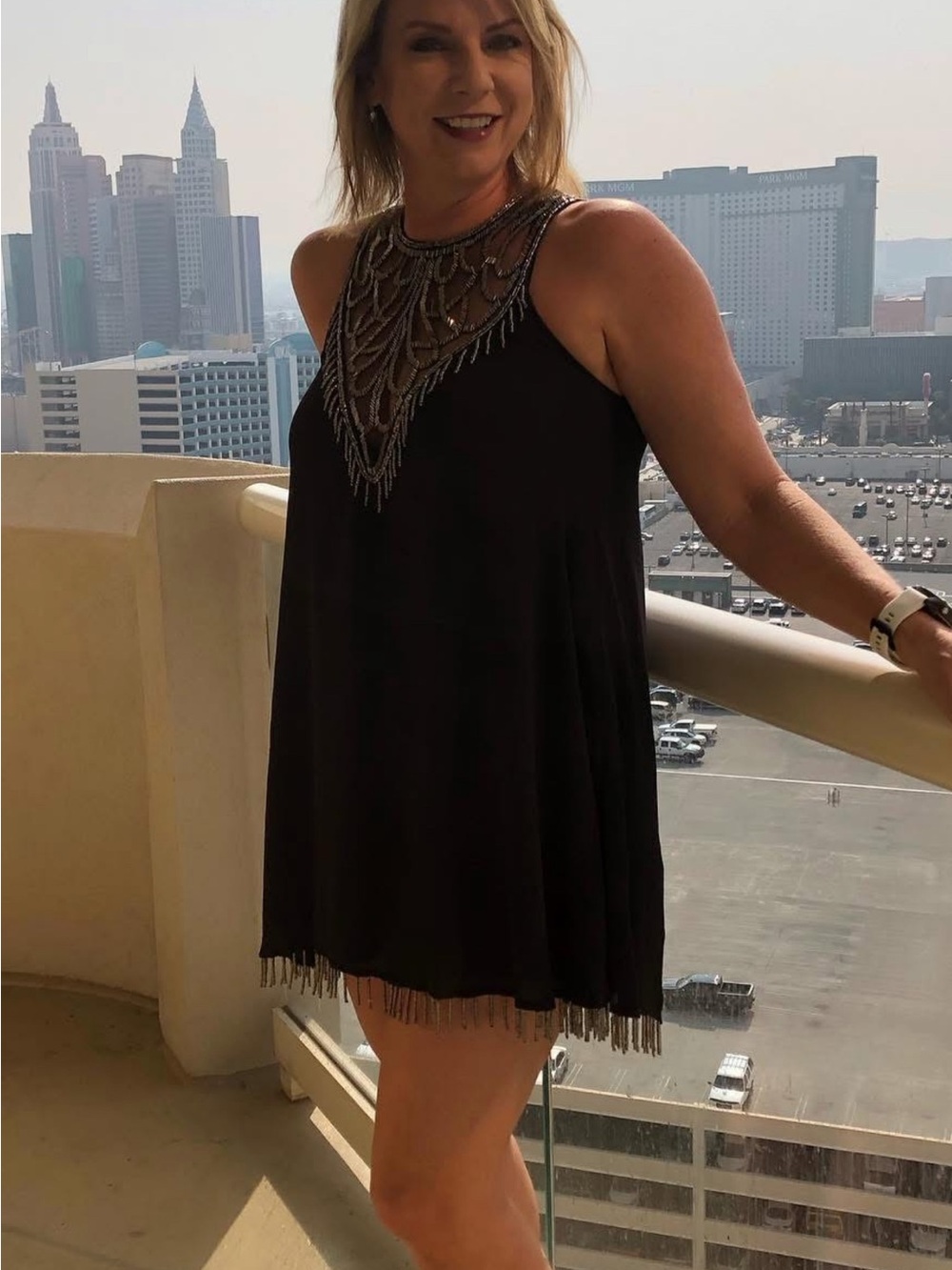 Show Me Your MuMu Liza Black Beaded Fringe Mini Dress